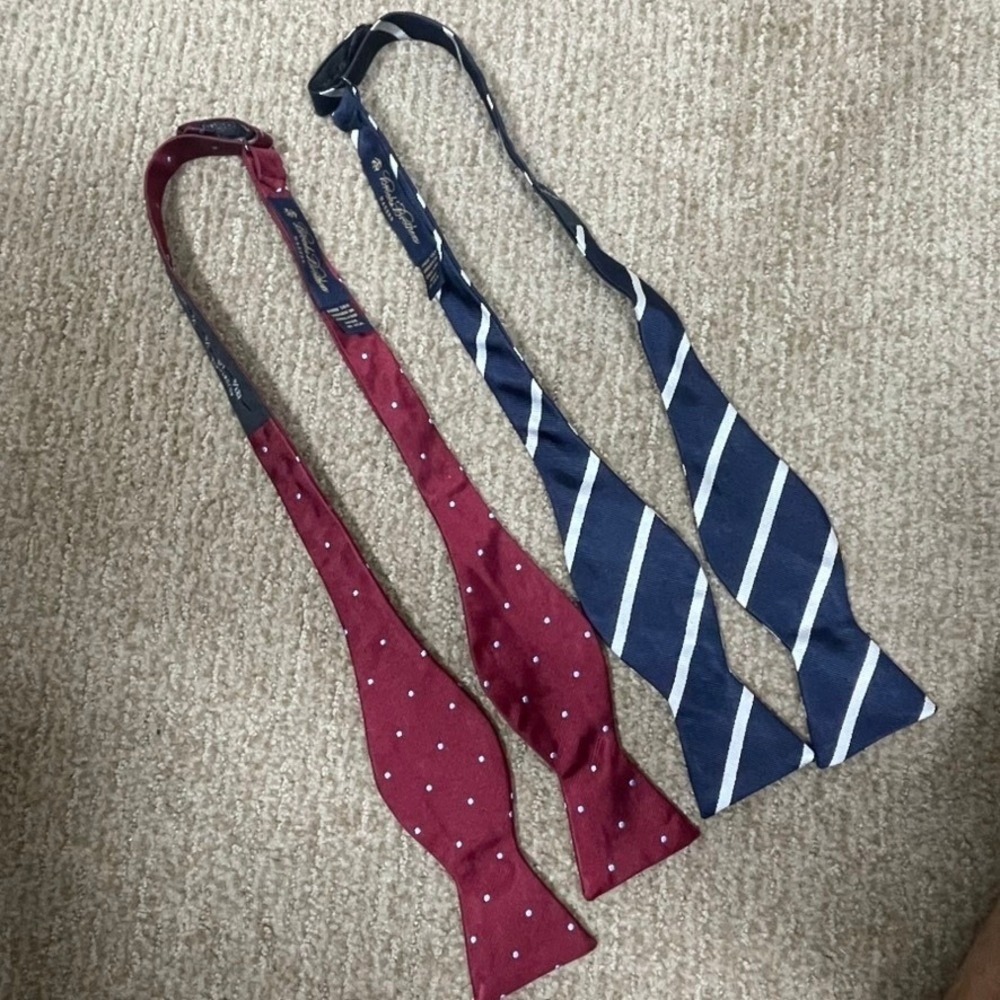 Brooks Brothers Silk Bow Tie Set Mens Preppy Ivy League Dapper Academic Silk